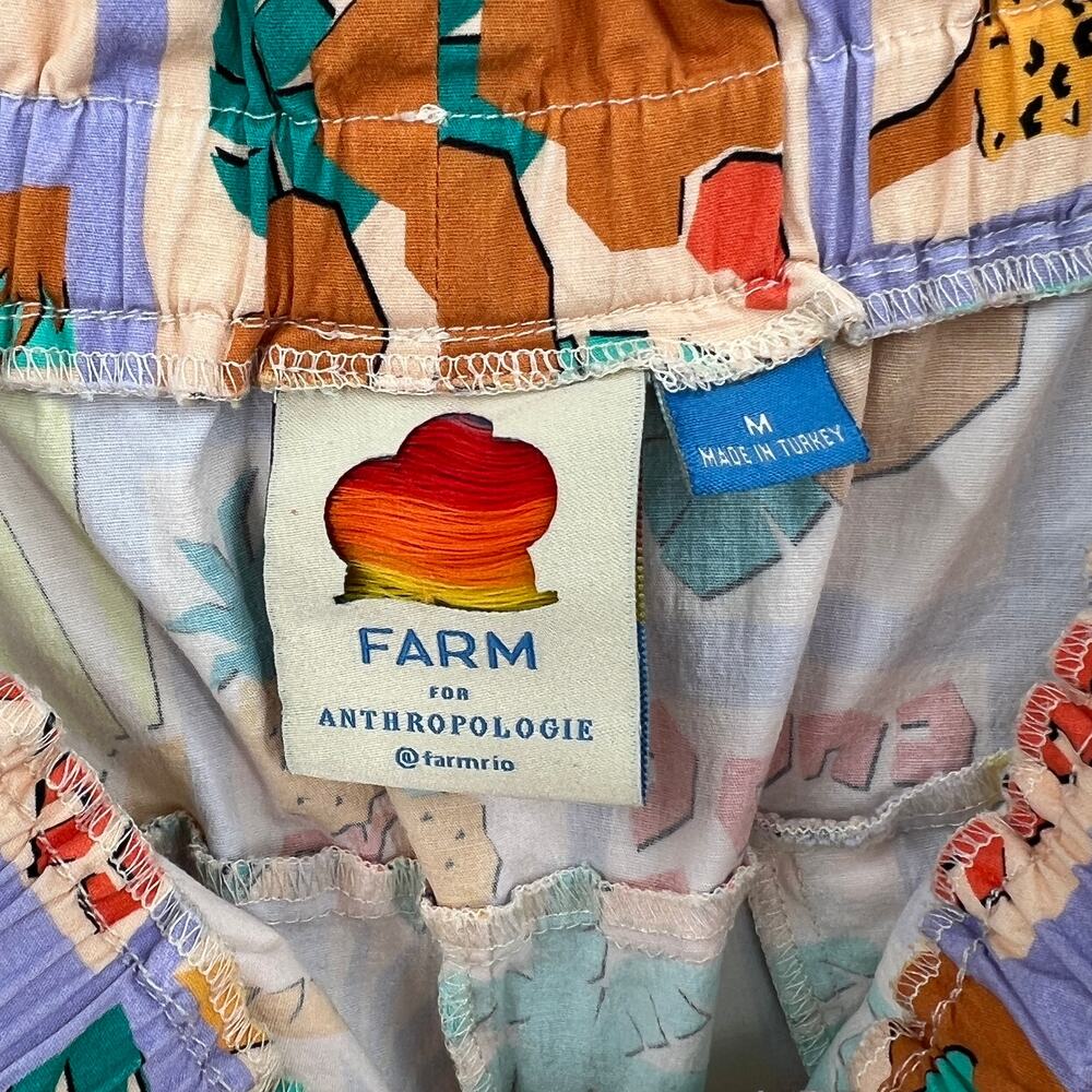 FARM RIO ANTHROPOLOGIE Patch Print Short Womens Medium Purple Peach Pull On - Picture 10 of 16